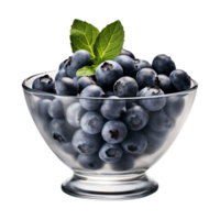 AI generated a bowl of blueberries isolated on a transparent background, PNG