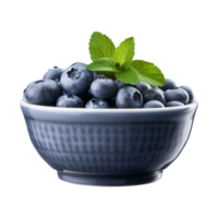 AI generated a bowl of blueberries isolated on a transparent background, PNG