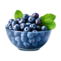 AI generated a bowl of blueberries isolated on a transparent background, PNG