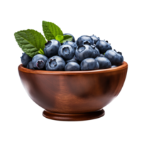 AI generated a bowl of blueberries isolated on a transparent background, PNG