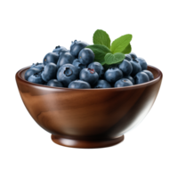AI generated a bowl of blueberries isolated on a transparent background, PNG