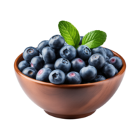 AI generated a bowl of blueberries isolated on a transparent background, PNG