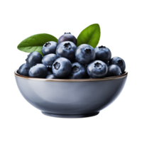 AI generated a bowl of blueberries isolated on a transparent background, PNG