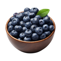 AI generated a bowl of blueberries isolated on a transparent background, PNG