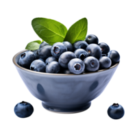 AI generated a bowl of blueberries isolated on a transparent background, PNG