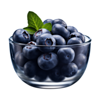 AI generated a bowl of blueberries isolated on a transparent background, PNG