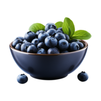 AI generated a bowl of blueberries isolated on a transparent background, PNG