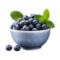 AI generated a bowl of blueberries isolated on a transparent background, PNG