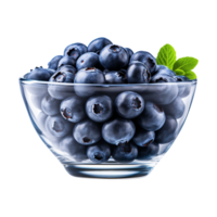 AI generated a bowl of blueberries isolated on a transparent background, PNG