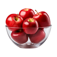 ai genererad en skål av färsk hela röd äpplen isolerat på en transparent bakgrund, png