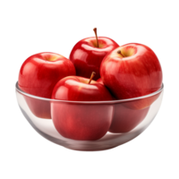 ai genererad en skål av färsk hela röd äpplen isolerat på en transparent bakgrund, png