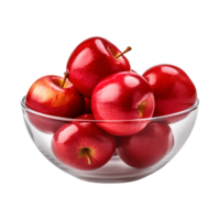 AI generated a bowl of fresh whole red apples isolated on a transparent background, PNG