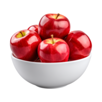 ai généré une bol de Frais entier rouge pommes isolé sur une transparent arrière-plan, png