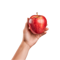 ai generiert ein Händchen halten rot Apfel isoliert auf ein transparent Hintergrund, png