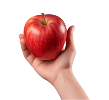 ai gerado uma segurando a mão vermelho maçã isolado em uma transparente fundo, png