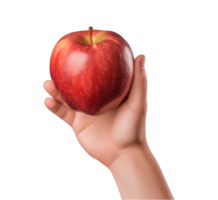 AI generated a hand-holding red apple isolated on a transparent background, PNG