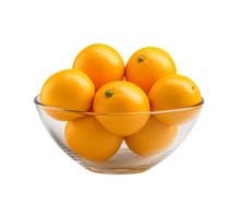 ai generato un' ciotola di fresco arance o mandarini isolato su un' trasparente sfondo, png