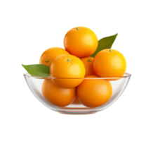 AI generated a bowl of fresh oranges or tangerines isolated on a transparent background, PNG