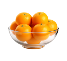 AI generated a bowl of fresh oranges or tangerines isolated on a transparent background, PNG