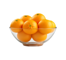 AI generated a bowl of fresh oranges or tangerines isolated on a transparent background, PNG