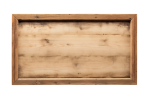 AI generated a rectangular wooden signboard, plate, plank, frame isolated on a transparent background, PNG