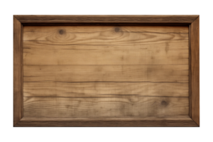 AI generated a rectangular wooden signboard, plate, plank, frame isolated on a transparent background, PNG