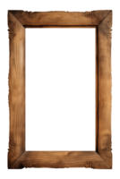 AI generated an old wooden rectangular frame isolated on a transparent background, PNG