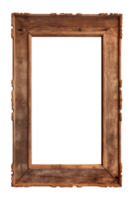 AI generated an old wooden rectangular frame isolated on a transparent background, PNG