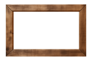 AI generated an old wooden rectangular frame isolated on a transparent background, PNG