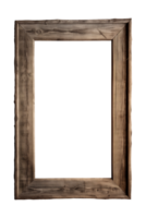 AI generated an old wooden rectangular frame isolated on a transparent background, PNG