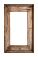 AI generated an old wooden rectangular frame isolated on a transparent background, PNG