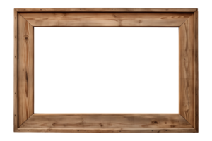 AI generated an old wooden rectangular frame isolated on a transparent background, PNG