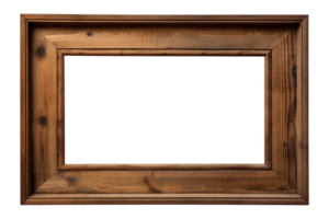 AI generated an old wooden rectangular frame isolated on a transparent background, PNG