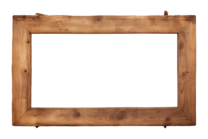 AI generated an old wooden rectangular frame isolated on a transparent background, PNG