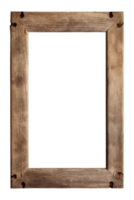 AI generated an old wooden rectangular frame isolated on a transparent background, PNG