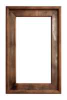 AI generated an old wooden rectangular frame isolated on a transparent background, PNG