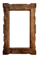 AI generated an old wooden rectangular frame isolated on a transparent background, PNG