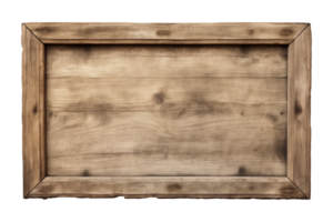 AI generated a rectangular wooden signboard, plate, plank, frame isolated on a transparent background, PNG