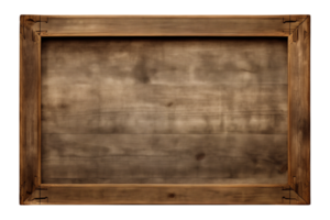 AI generated a rectangular wooden signboard, plate, plank, frame isolated on a transparent background, PNG