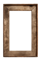 AI generated an old wooden rectangular frame isolated on a transparent background, PNG