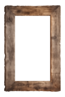 AI generated an old wooden rectangular frame isolated on a transparent background, PNG