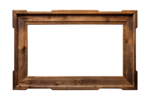 AI generated an old wooden rectangular frame isolated on a transparent background, PNG