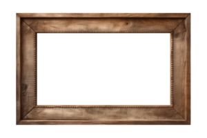 AI generated an old wooden rectangular frame isolated on a transparent background, PNG