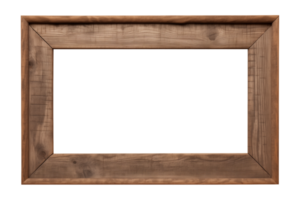 AI generated an old wooden rectangular frame isolated on a transparent background, PNG