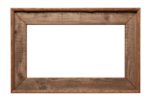 ai generado un antiguo de madera rectangular marco aislado en un transparente fondo, png