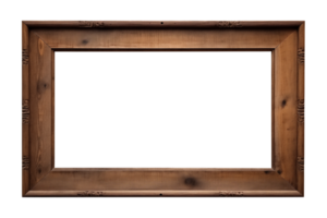 AI generated an old wooden rectangular frame isolated on a transparent background, PNG