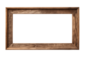 AI generated an old wooden rectangular frame isolated on a transparent background, PNG