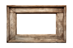ai generado un antiguo de madera rectangular marco aislado en un transparente fondo, png