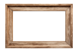 AI generated an old wooden rectangular frame isolated on a transparent background, PNG