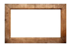 ai generado un antiguo de madera rectangular marco aislado en un transparente fondo, png